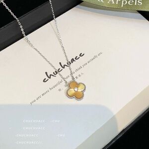 Elegant Silver and Rose Gold Flower Pendant Necklace